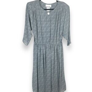 Vintage 80s Floral Secretary Dress Womens Fits Size Medium Pleated Cottagecore‎